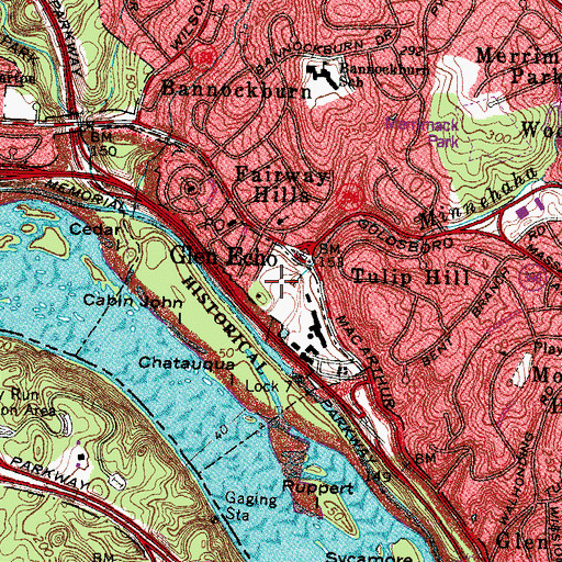 Topographic Map of Clara Barton National Historic Site, MD