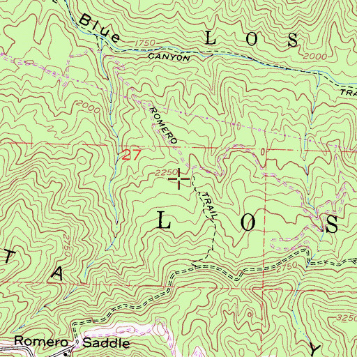 Topographic Map of Romero Trail, CA