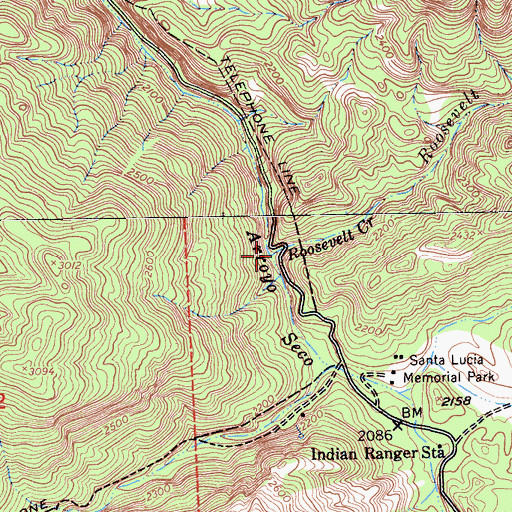 Topographic Map of Roosevelt Creek, CA