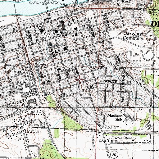 Topographic Map of Ronald Reagan Boyhood Home National Historic Site, IL