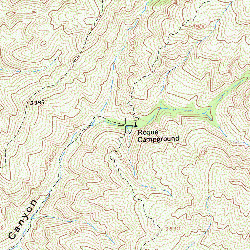 Topographic Map of Roque Campground, CA