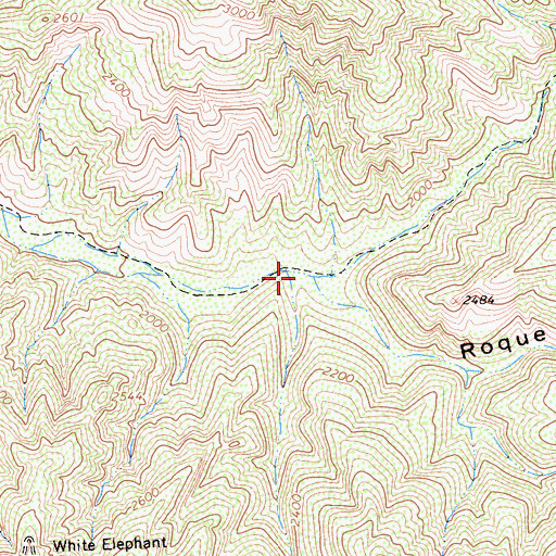 Topographic Map of Roque Canyon, CA