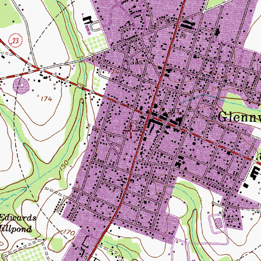 Topographic Map of Glennville Police Department, GA