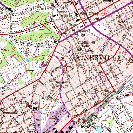 Topographic Map of Gainesville Police Department, GA