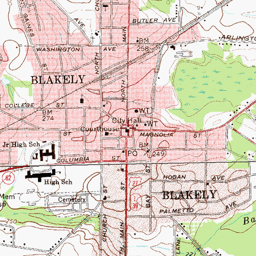 Topographic Map of Early County Sheriff Courthouse Location, GA