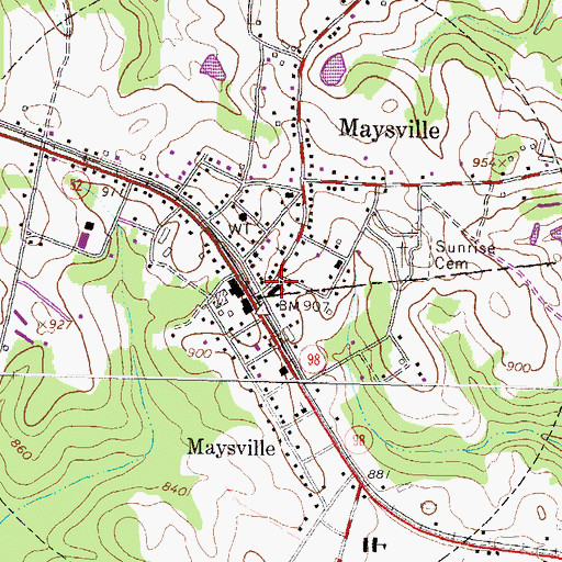 Topographic Map of Maysville Police Dept, GA
