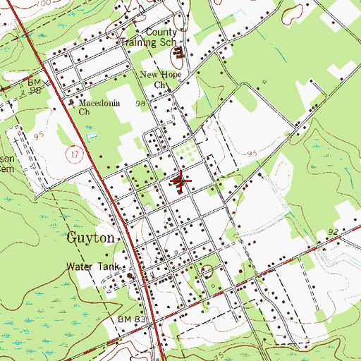 Topographic Map of Guyton Police Department, GA