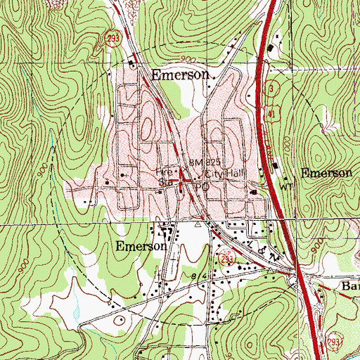 Topographic Map of Emerson Police Department, GA