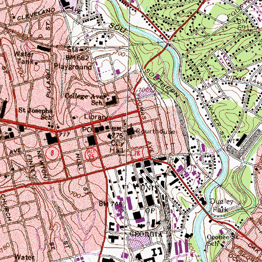 Topographic Map of Clarke County Sheriff's Office, GA