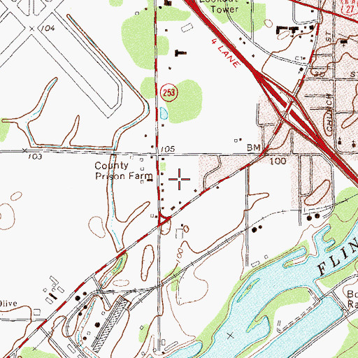 Topographic Map of Decatur County Sheriff's Department, GA