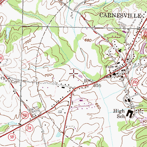 Topographic Map of Franklin County Sheriff's Department, GA