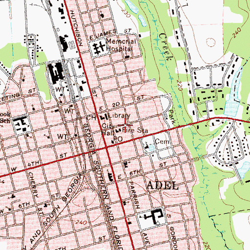 Topographic Map of Adel Police Department, GA