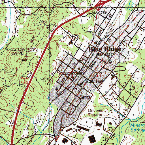 Topographic Map of Fannin County Sheriff's Office, GA
