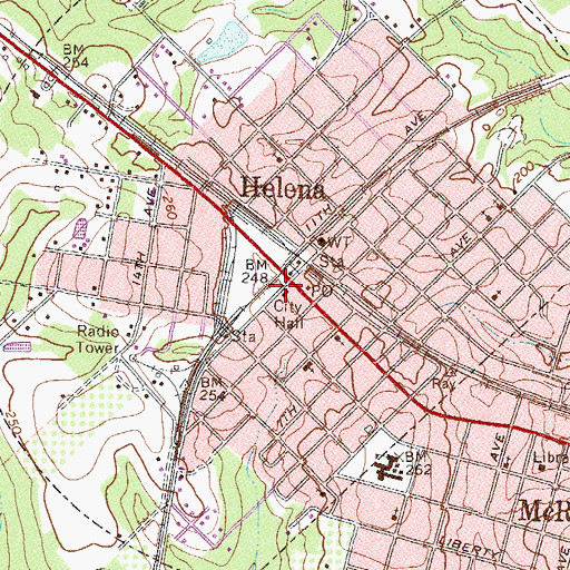 Topographic Map of Helena Police Department, GA