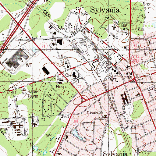 Topographic Map of Sylvania Police Department, GA
