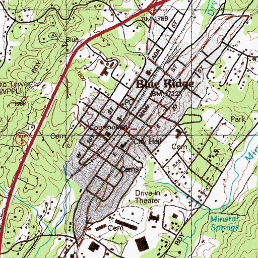 Topographic Map of Blue Ridge Police Department, GA