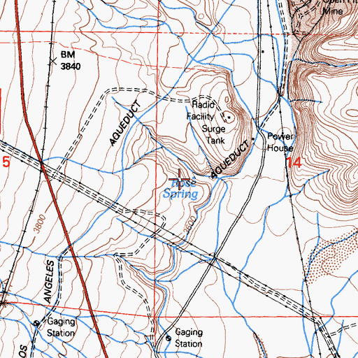 Topographic Map of Rose Spring, CA