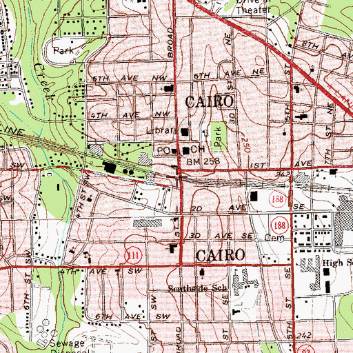 Topographic Map of Cairo Police Department, GA