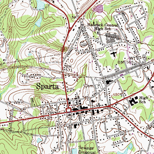 Topographic Map of Hancock County Sheriff's Department, GA