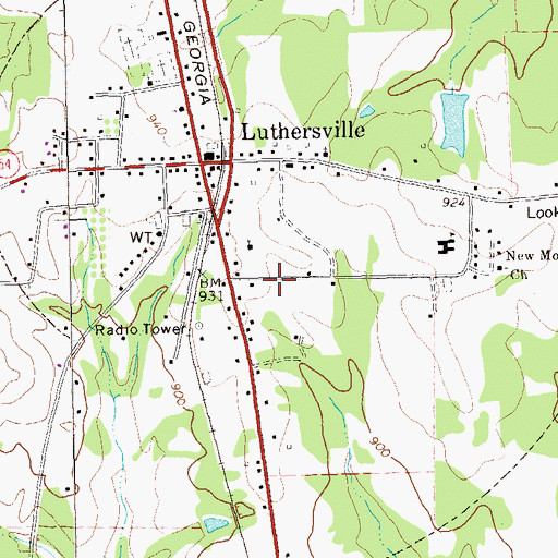 Topographic Map of Luthersville Police Department, GA