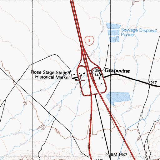 Topographic Map of Rose Stage Station Historical Marker, CA