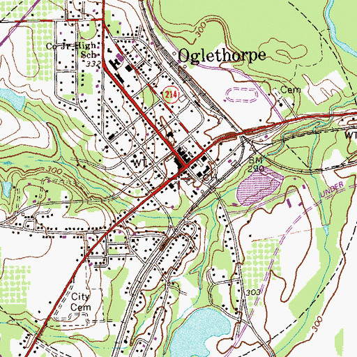 Topographic Map of Oglethorpe Police Department, GA