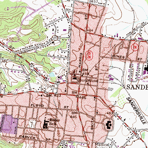 Topographic Map of Sandersville Police Department, GA