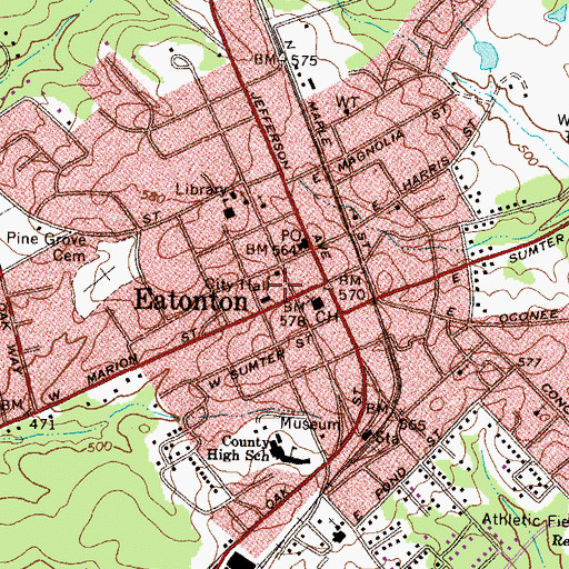 Topographic Map of Eatonton Police Department, GA