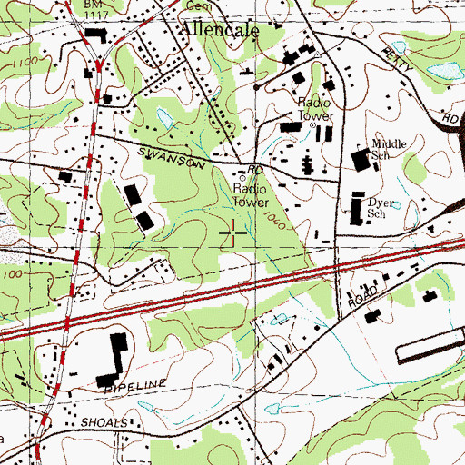 Topographic Map of Gwinnett County Sheriff's Office, GA