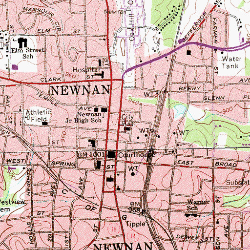Topographic Map of Newnan City Police Department, GA