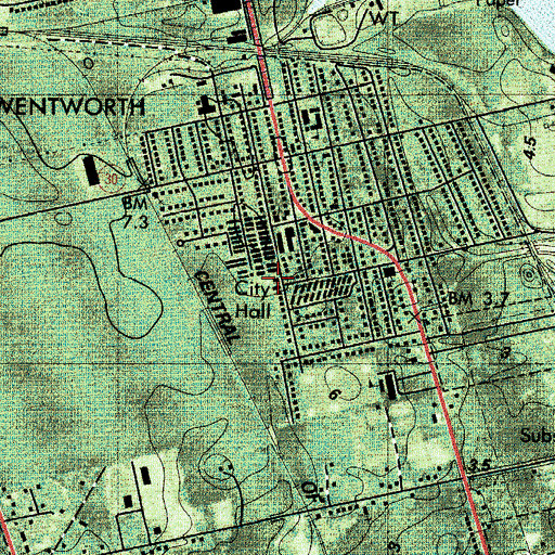 Topographic Map of Port Wentworth Police Department, GA
