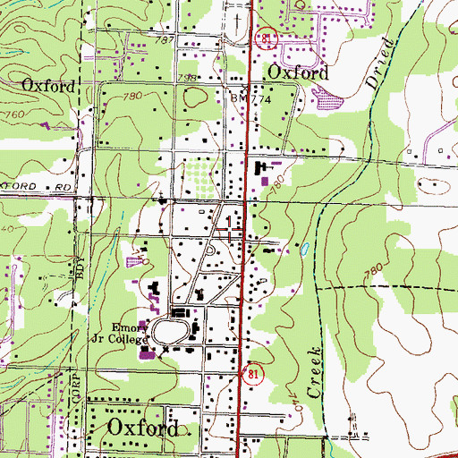 Topographic Map of Oxford Police Department, GA