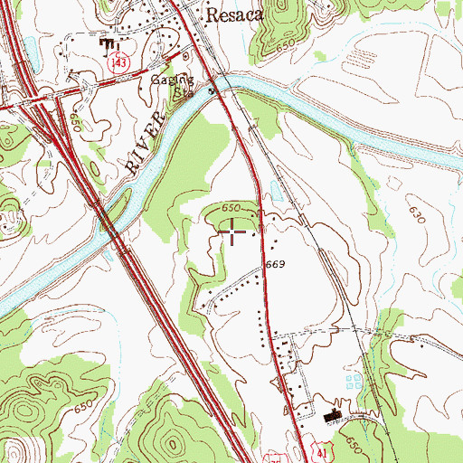 Topographic Map of Gordon County Sheriff's Office, GA
