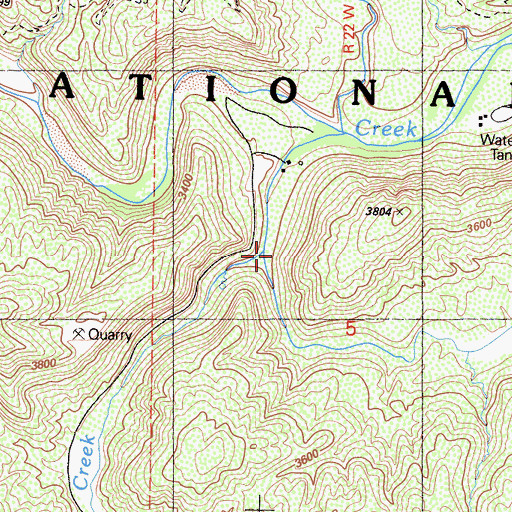 Topographic Map of Rose Valley Creek, CA