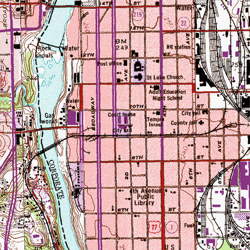 Topographic Map of Muscogee County Sheriff's Office, GA