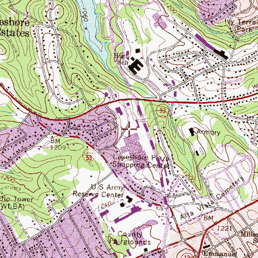 Topographic Map of Gainesville Police Department Mall Precinct, GA