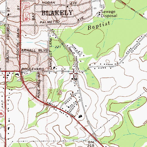 Topographic Map of Blakely - Early County Sheriff's Department, GA