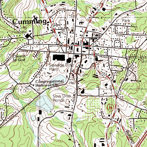 Topographic Map of Cumming Police Department, GA