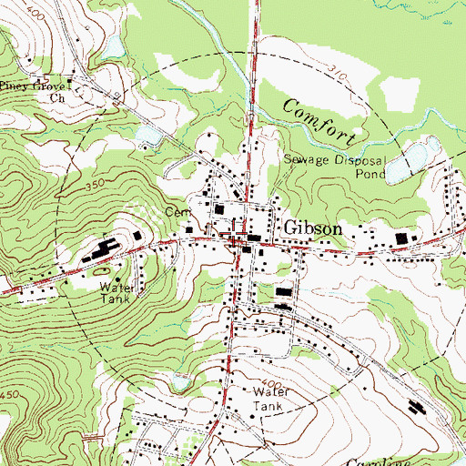Topographic Map of Gibson Police Department, GA