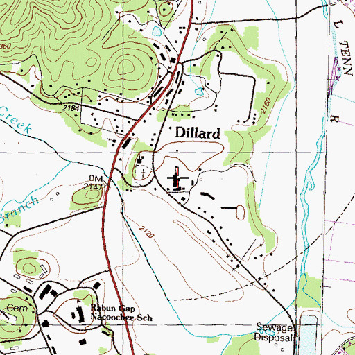 Topographic Map of Dillard Police Department, GA
