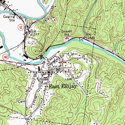 Topographic Map of East Ellijay Police Department, GA