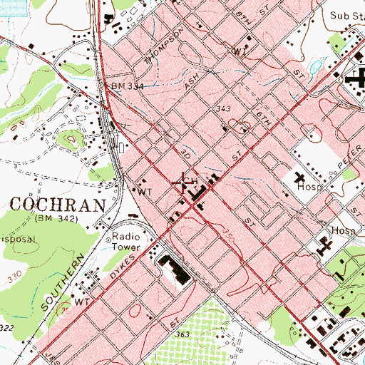 Topographic Map of Bleckley County Sheriff's Office, GA