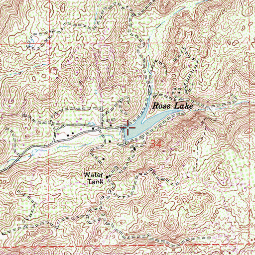 Topographic Map of Ross Lake, CA