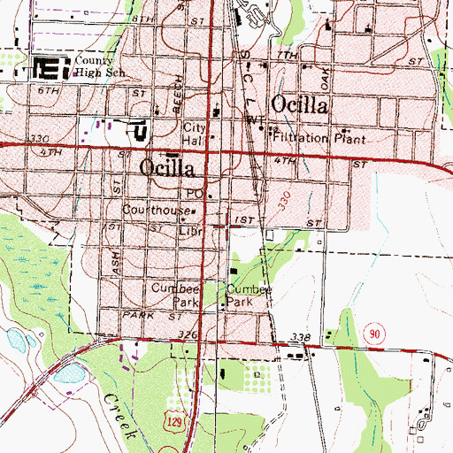 Topographic Map of Ocilla Police Department, GA