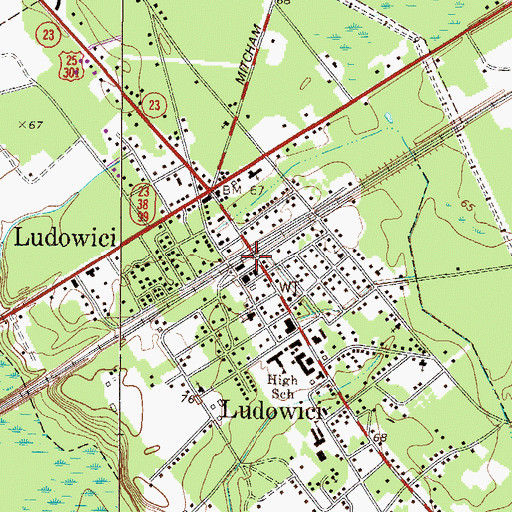 Topographic Map of Ludowici Police Department, GA