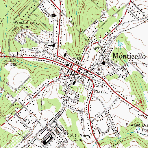 Topographic Map of Monticello Police Department, GA