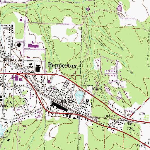 Topographic Map of Butts County Sheriff's Office, GA