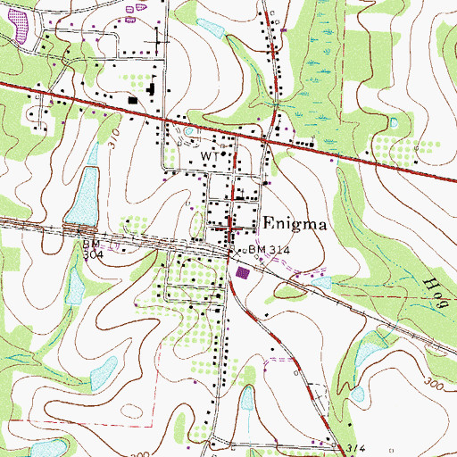 Topographic Map of Enigma Police Department, GA
