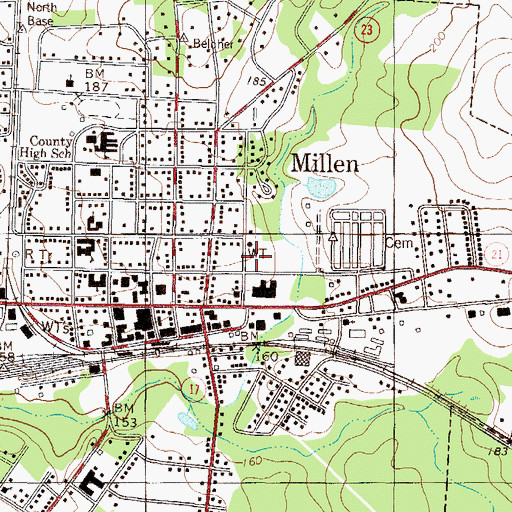 Topographic Map of Millen Police Department, GA