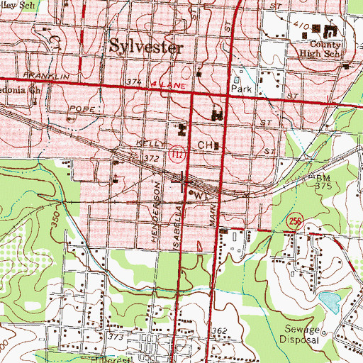 Topographic Map of Sylvester Police Department, GA